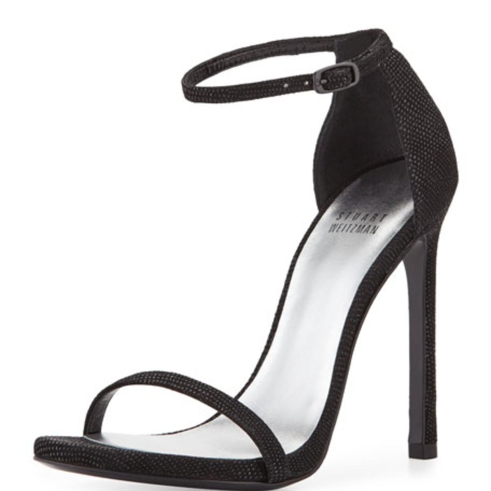 Stuart Weitzman Nudist 110mm Sandal Black Goose Bump 8.5